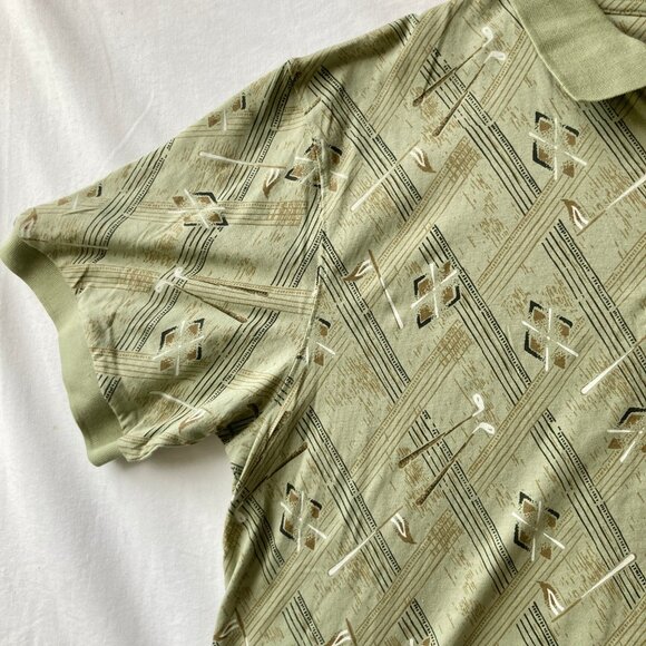 Michael Austin Golf Shirt Mens Size XL Vintage New All Over Print Clubs Flag NWT - Picture 4 of 13